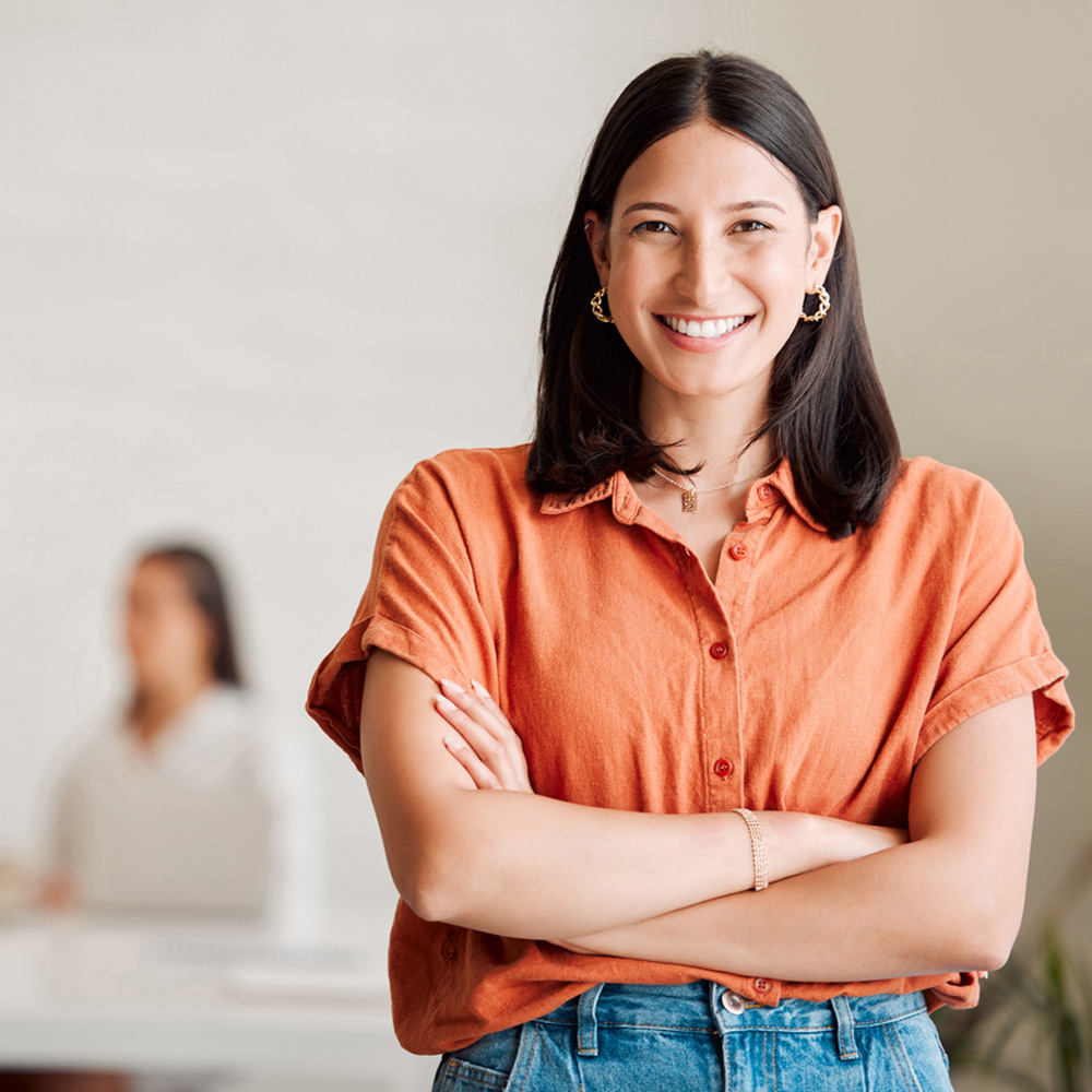 a woman smiling for the camera